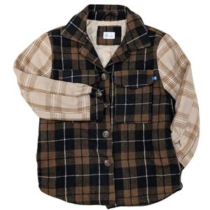 Hurley Plaid Shacket Jacket‎ Brown Black Beige Flannel Shirt Coat Size S Unisex
